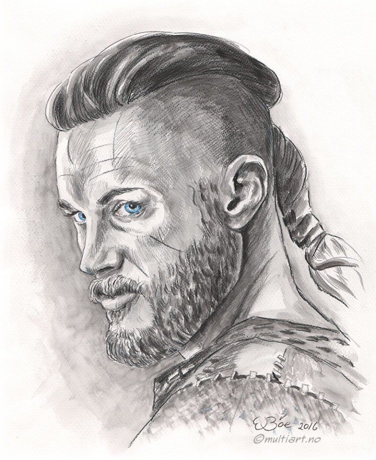 Tegning av Ragnar Lodbrok, fra TV-serien «Vikings»